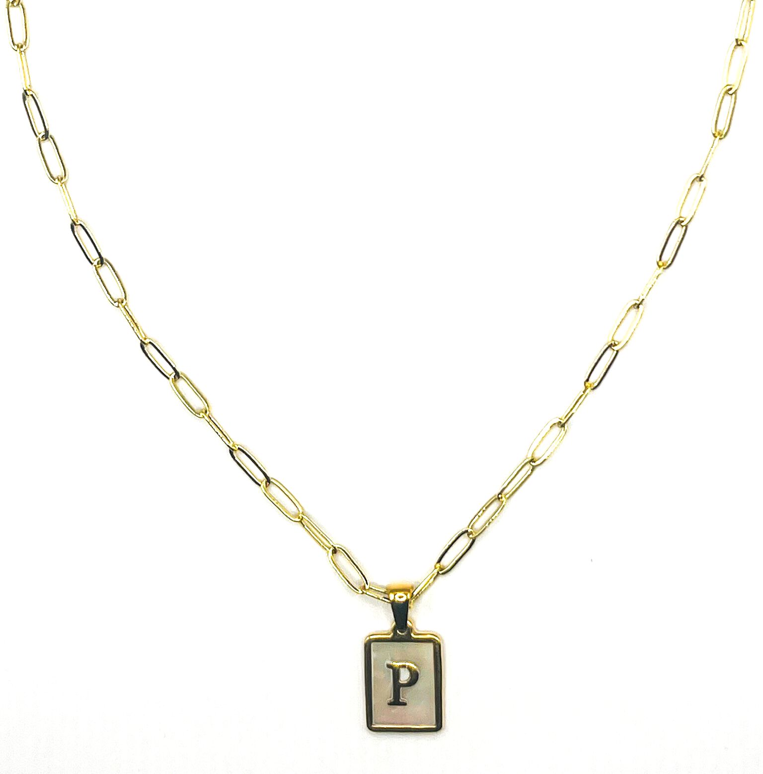 Pearlescent Initial Necklace, P, hi-res image number 0