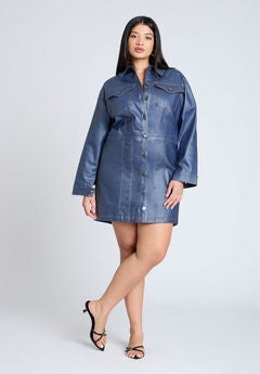 Coated Denim Mini Dress