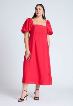 Puff Sleeve Flare Dress