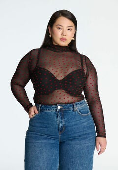 Plus Size Long Sleeve Mock Neck Top