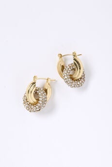 Double Link Pave Hoop Earrings