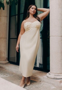 Cup Detail Poplin Column Dress