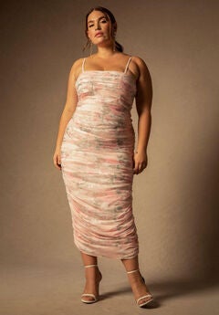 Bridal by ELOQUII Ruched Tea Length Dress