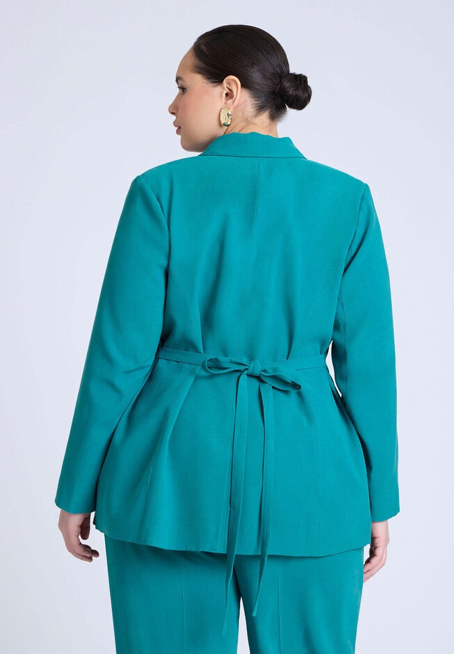 Tie Waist Soft Suiting Blazer, BAYOU, alternate image number null