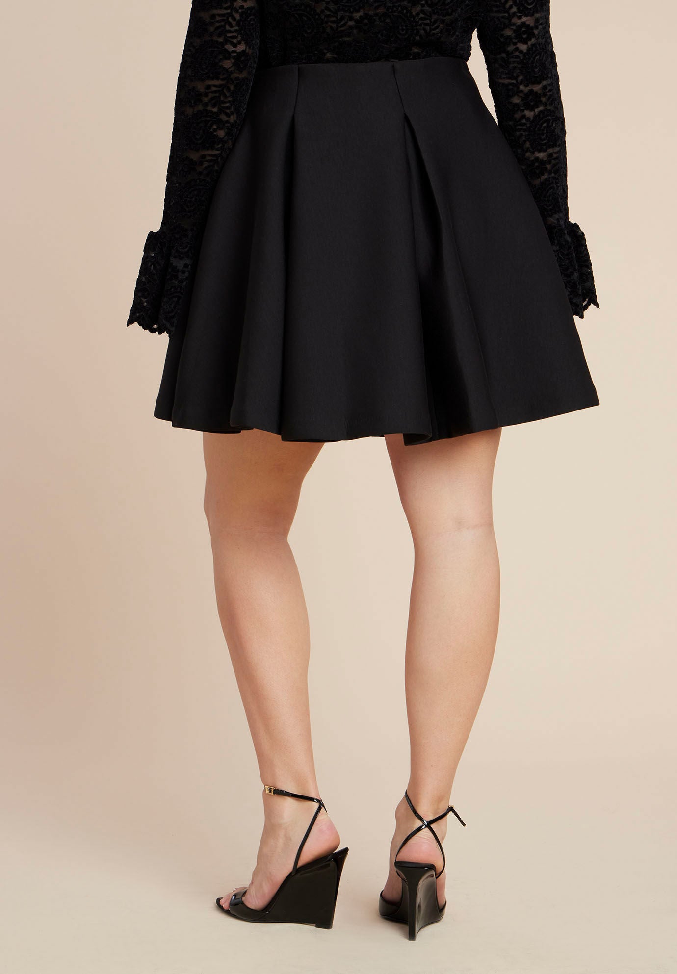 Flouncy Pleated Mini Skirt, BLACK ONYX, alternate image number 2