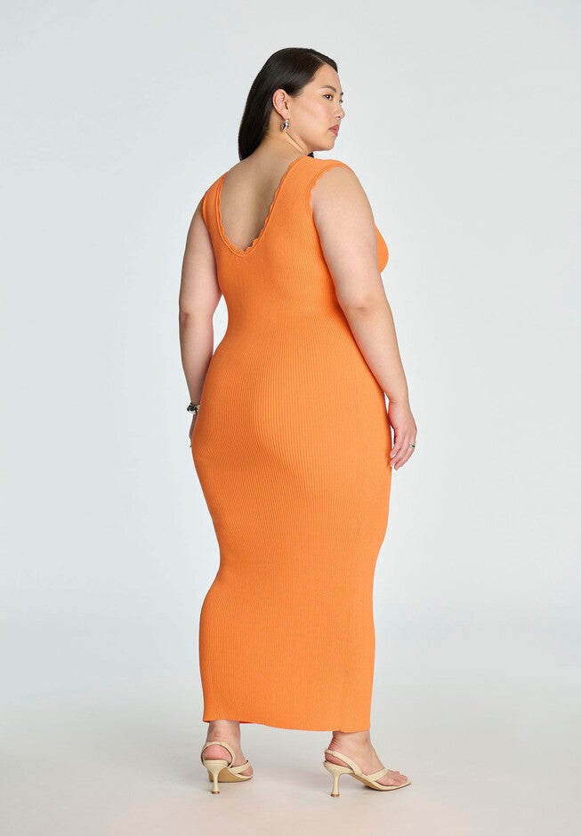 Stitch Detail Sweater Dress, ORANGE, on-hover image number null