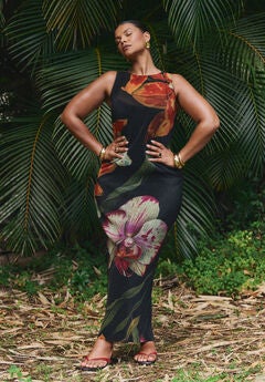 Pleated Chiffon Dress