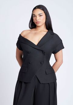 Asym Neckline Short Sleeve Blazer