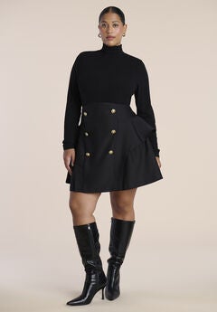 Plus Size Black Mini Skirt