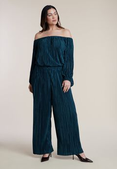 Off The Shoulder Plisse Jumpsuit