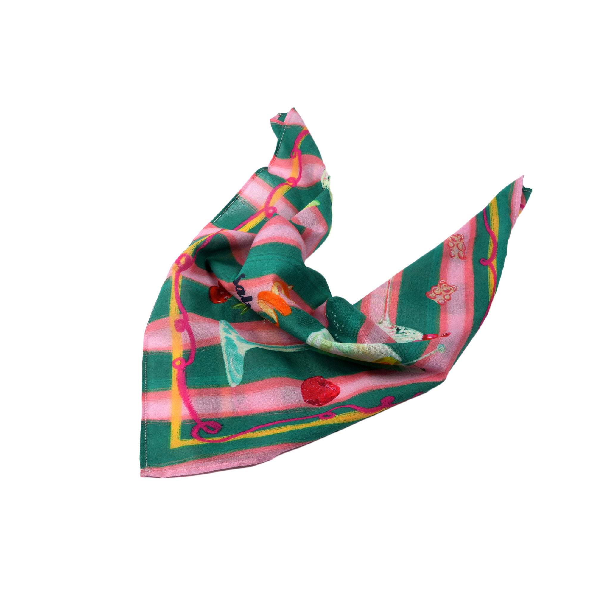 &quot;Cheers&quot; Cocktail Bandana - Dark Green, GREEN, hi-res image number 0