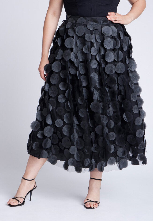 Dimensional Dot Full Skirt, BLACK ONYX, on-hover image number null