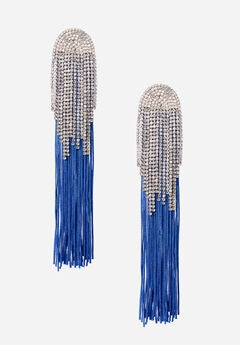 Rhinestone Waterfall Earrings With Yarn
