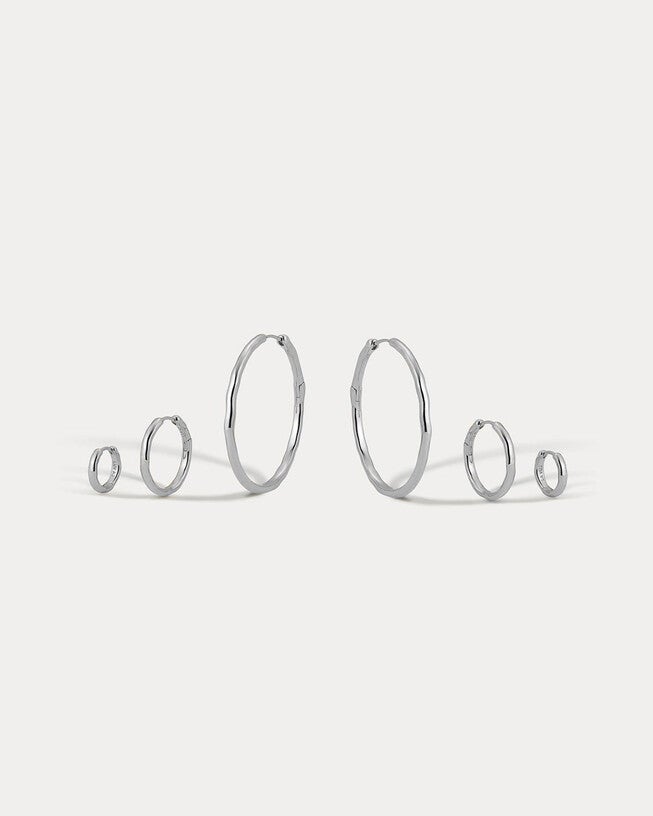 The Granada Hammered Hoops- Silver, SILVER, hi-res image number 0