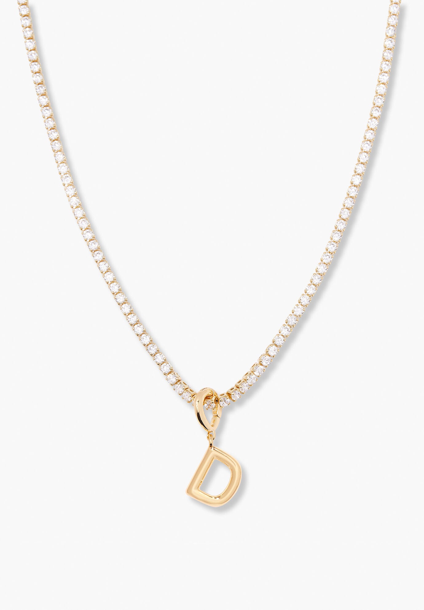 Isabella Mini Tennis Initial Necklace, D, hi-res image number 0