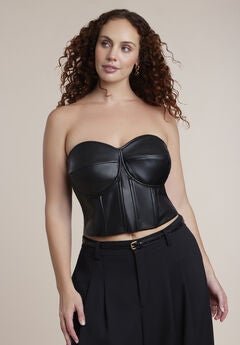 Faux Leather Lace-Up Bustier Top