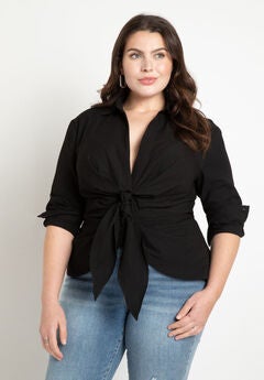 Tie Front Collared Blouse