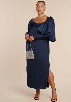 Pleated Bodice Column Dress