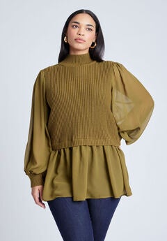 Plus Size Dark Green Sweater