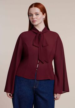 Tie-Neck Sheer Top