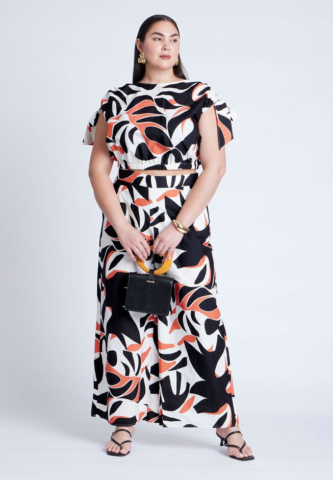 Shoulder Tie Crop Top, OVERSIZED TIGER FAUNA, alternate image number null