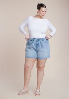 Drawstring Relaxed Denim Short