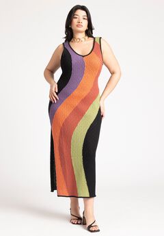 Crochet Knit Sleeveless Cover Up Midi Dress