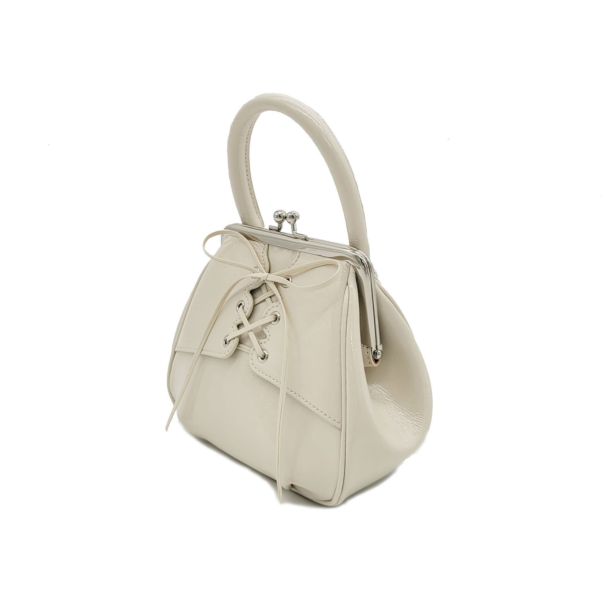 Lace Up Tote Mini Bag, IVORY, alternate image number 1