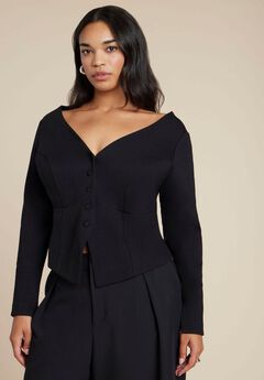 Button Up Wide Neck Top