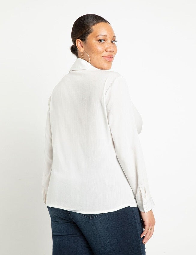 Tie Front Collared Blouse, SOFT WHITE, on-hover image number null