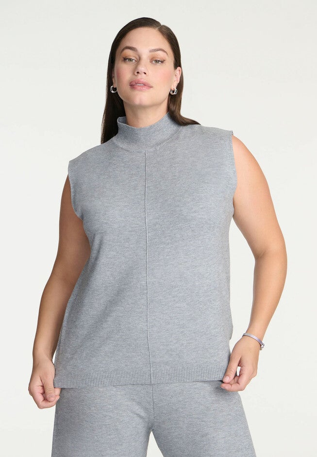 Turtleneck Sleeveless Sweater, HEATHER GREY, hi-res image number null