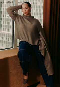 Asymmetrical Cape Sleeve Sweater