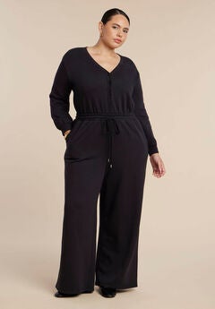 Button Up Long Sleeve Jumpsuit
