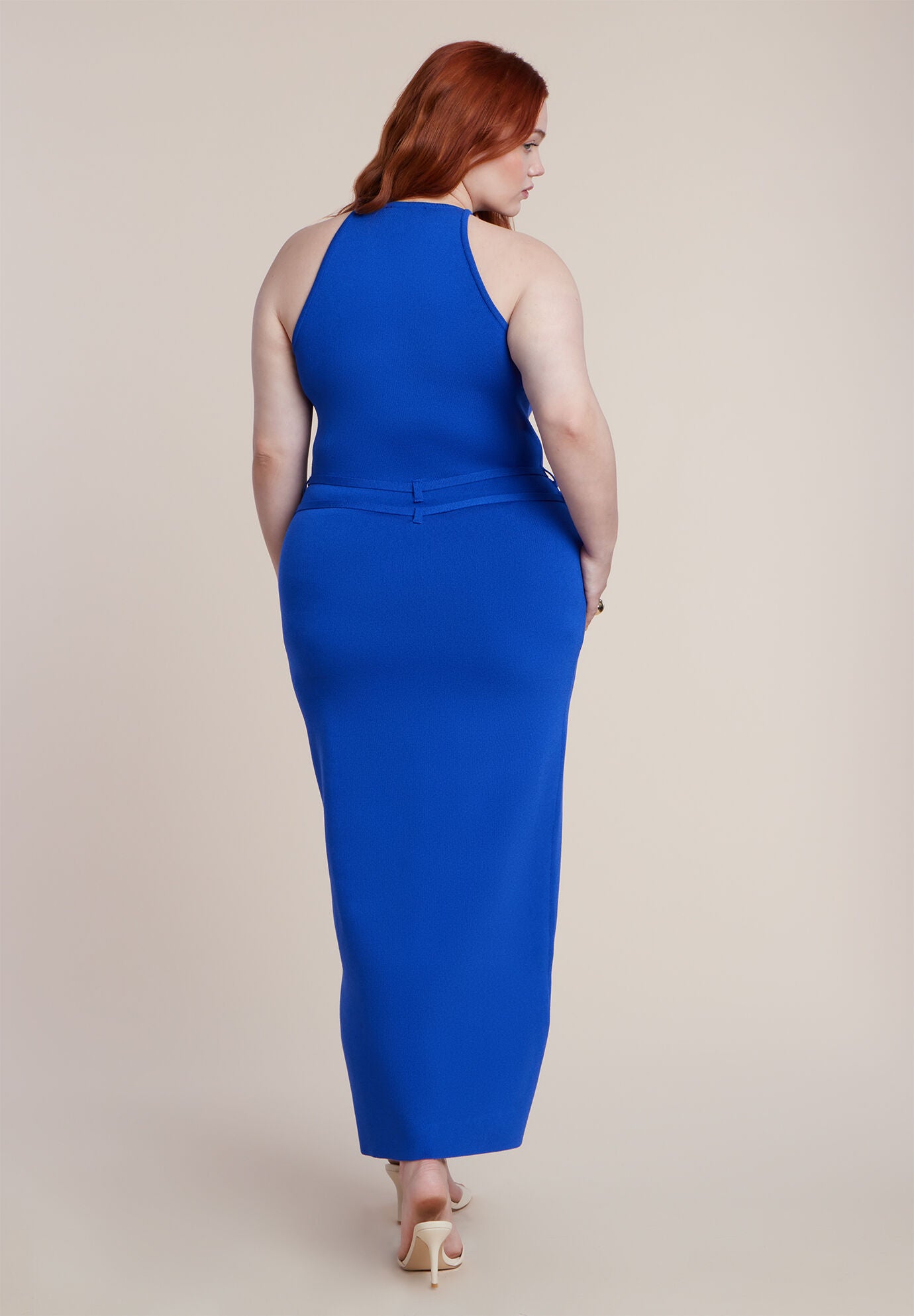 Belt Detail Sweater Dress, BEAUCOUP BLUE, alternate image number 4