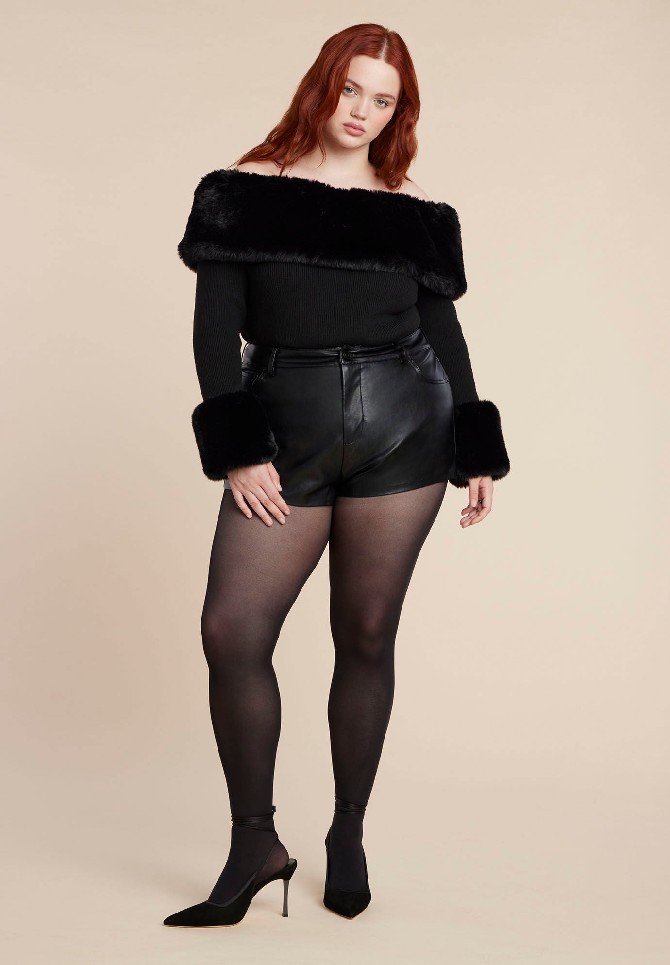 Mini Faux Leather Short, BLACK ONYX, alternate image number 3