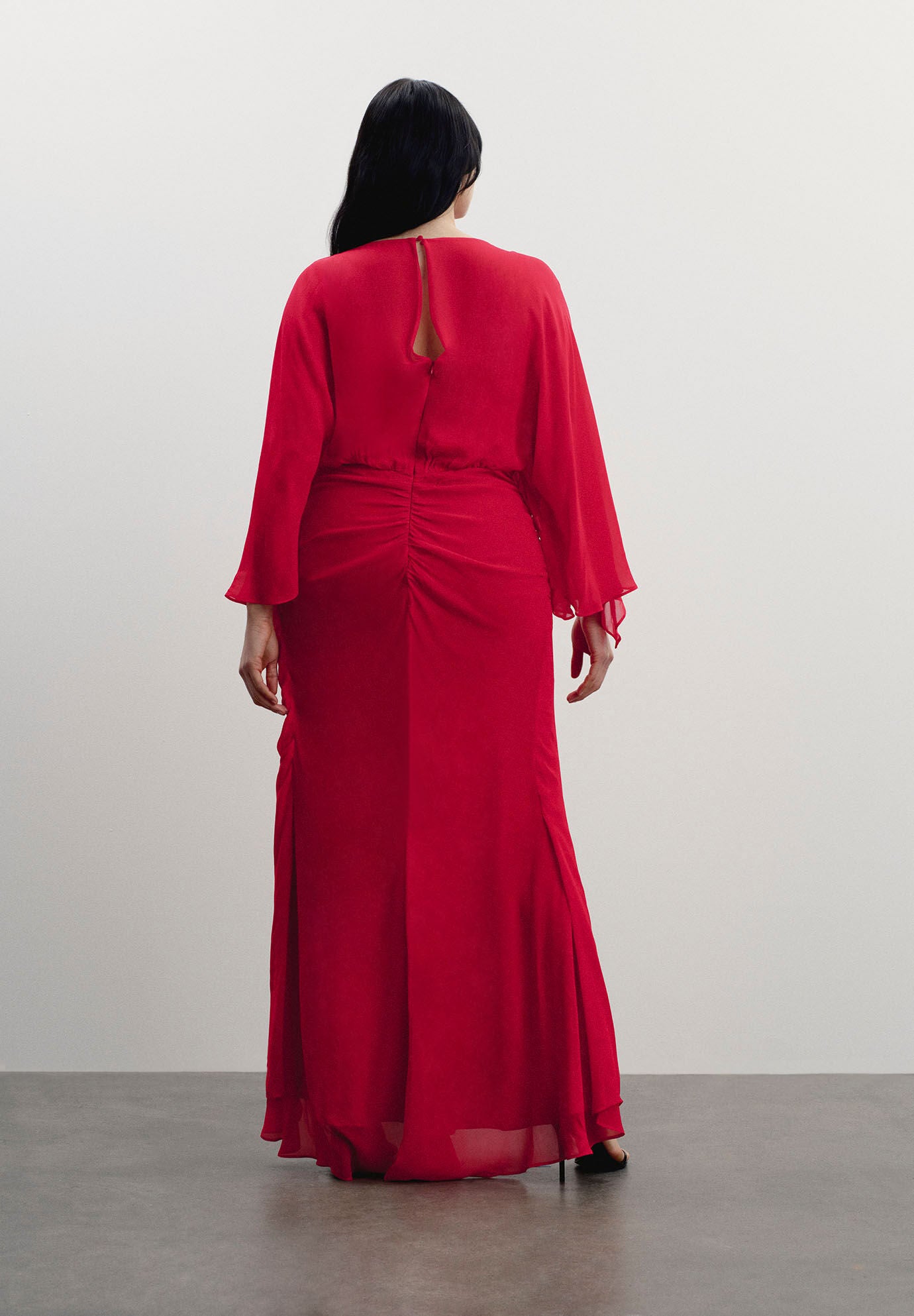 Sheer Draped Gown, FLAME SCARLET, alternate image number 4