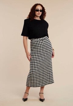 Houndstooth Column Maxi Skirt