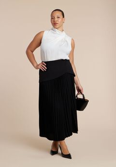 Mixed Media Pleated Skirt