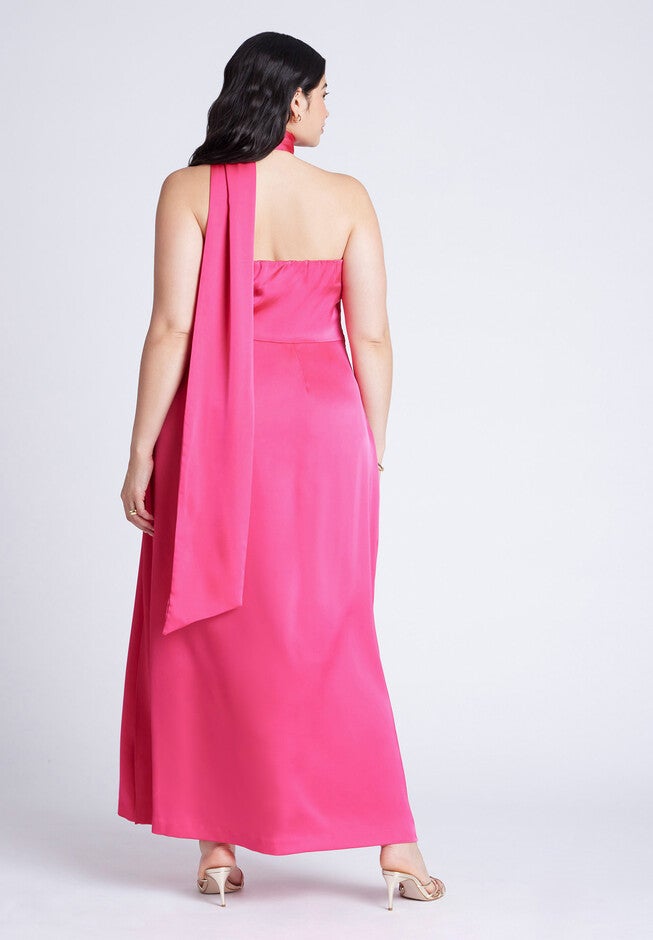 Scarf Neck Maxi Dress, PINK YARROW, alternate image number null