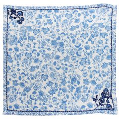 Vintage-Inspired Blue Floral Square - Blue