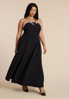 Bow Straps Maxi Flare Dress