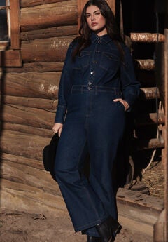 Western Detail Denim Jumpsuit