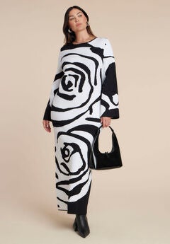 Intarsia Long Sleeve Dress