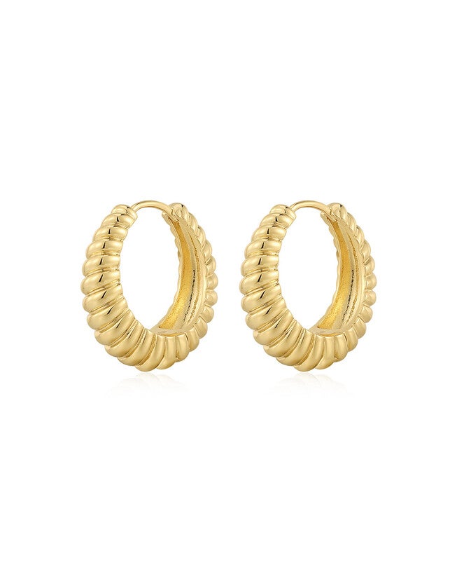 Ridged Marbella Hoops- Gold, GOLD, hi-res image number null