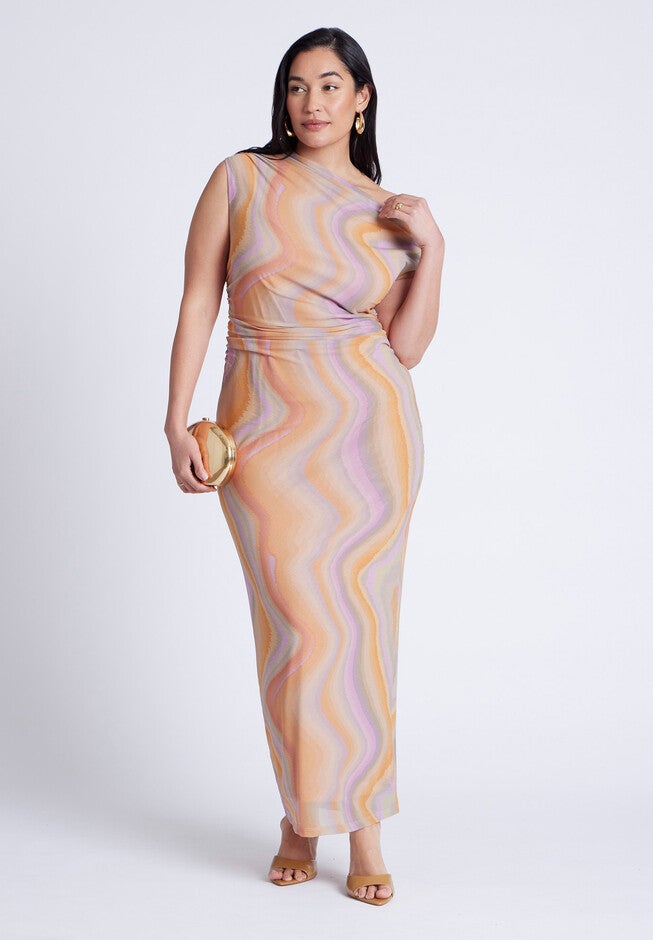Printed Mesh Dress, ANGELA STRIPE, hi-res image number null