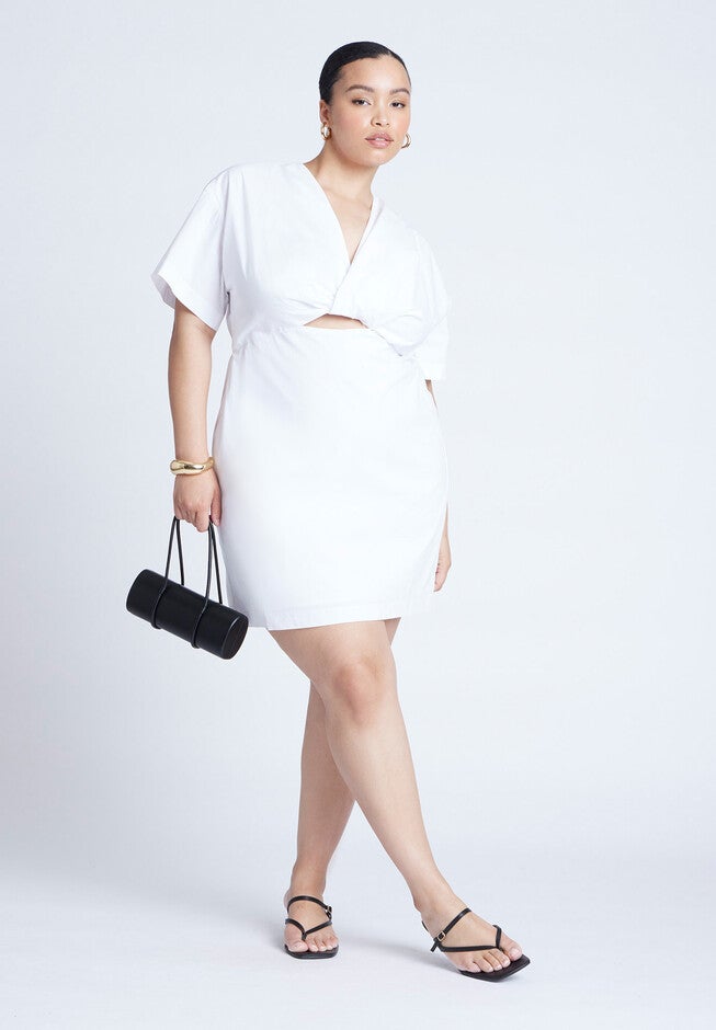 Poplin Twist Mini Dress, BRIGHT WHITE, alternate image number null