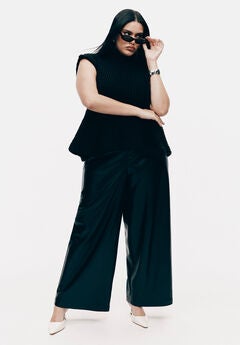 Plus Size Black High Waisted Wide Leg Pants