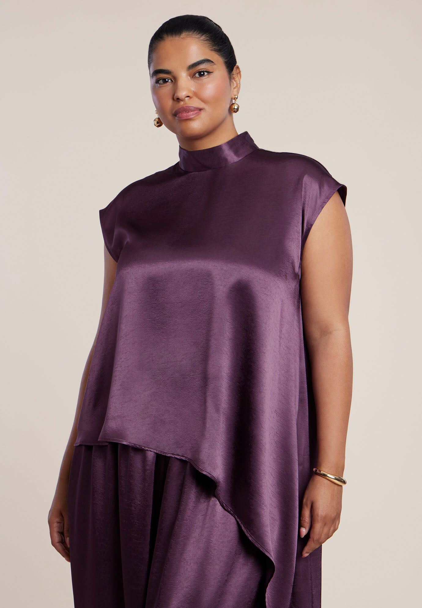 Satin Asymmetric Duster Top