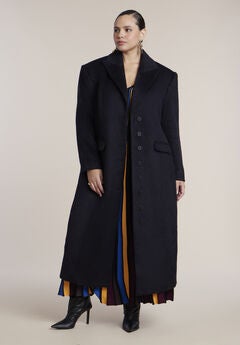 Wool-Blend Hourglass Long Coat