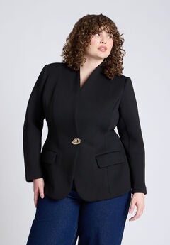 Hourglass Blazer With Gold Button